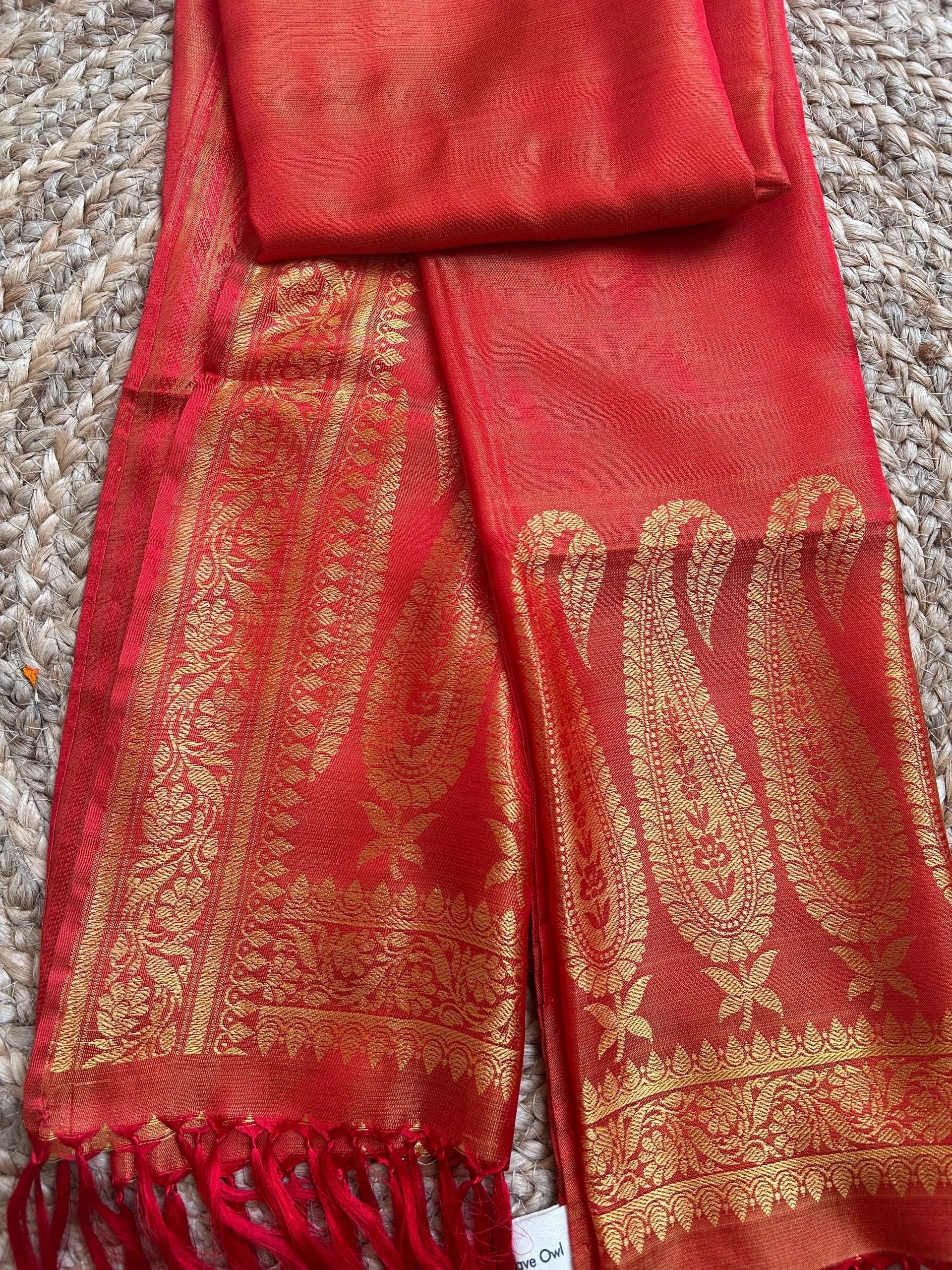 Orange with gold motifs stole
