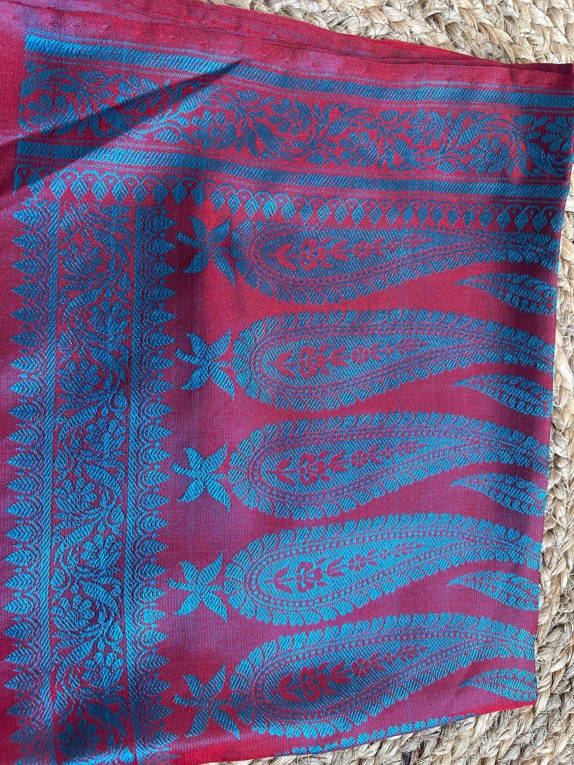 Red hues with blue and light blue motifs stole