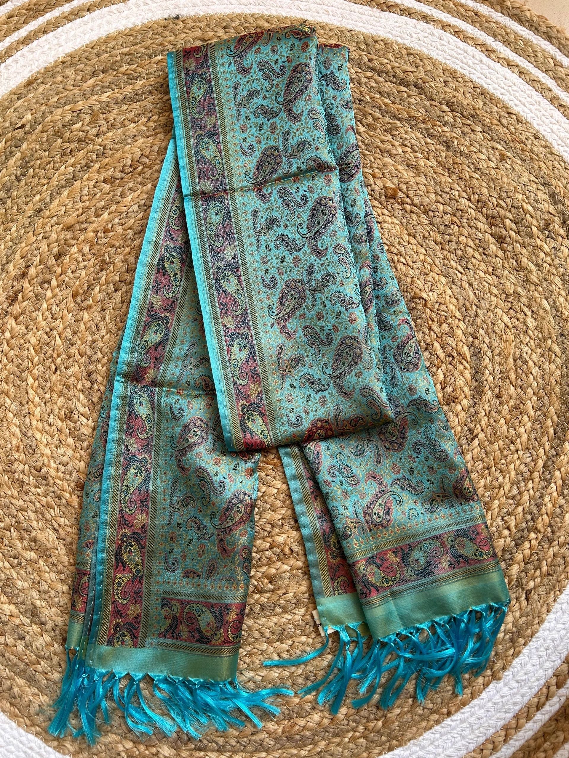 Rich blue with red and gold motifs stole