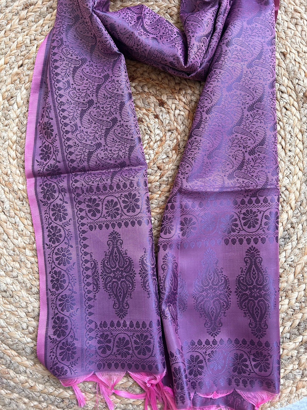 Pink body with purple motifs stole