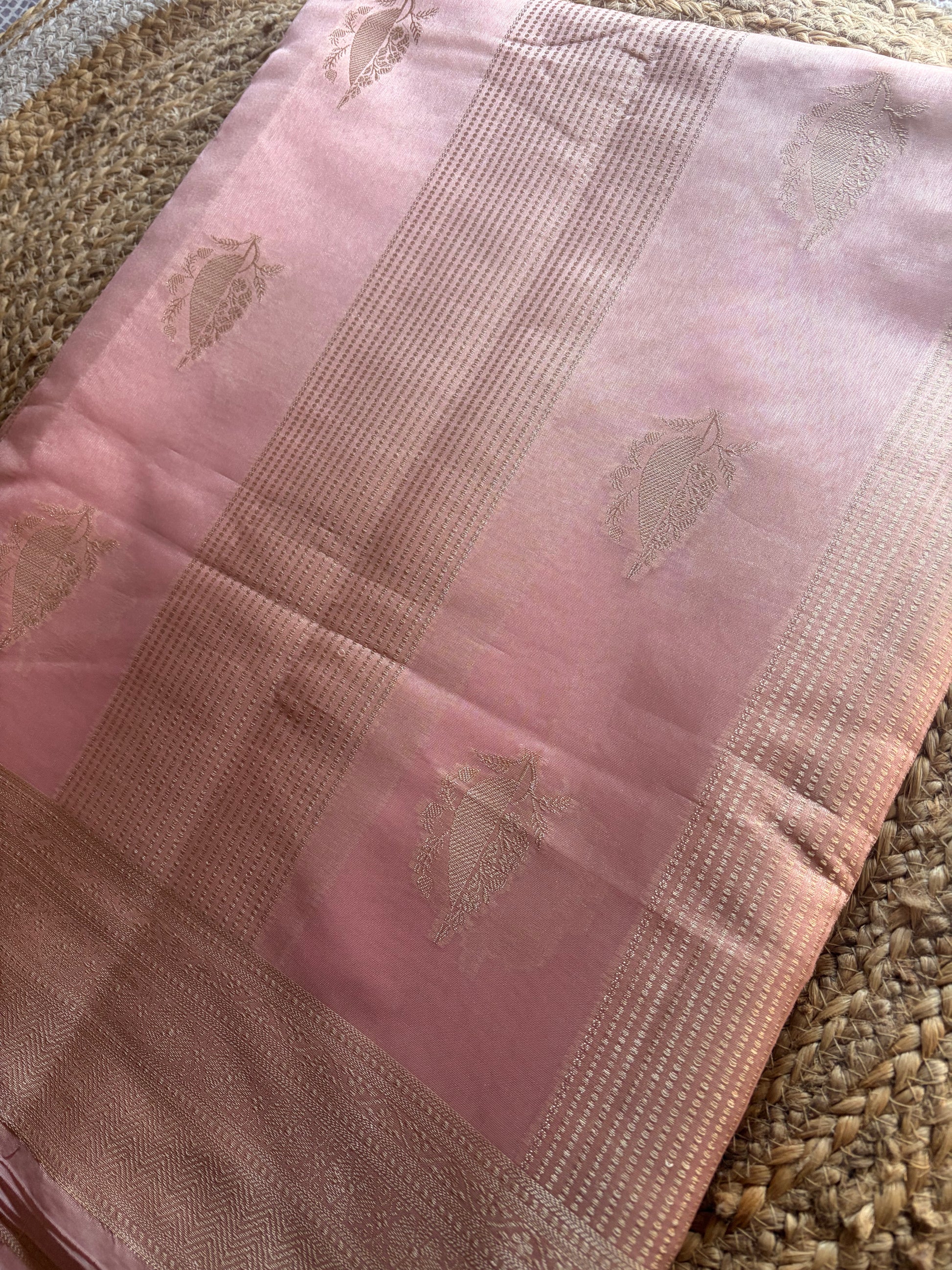 Soft Blush Pink Katan Silk Banarasi Saree — Handwoven in Varanasi
