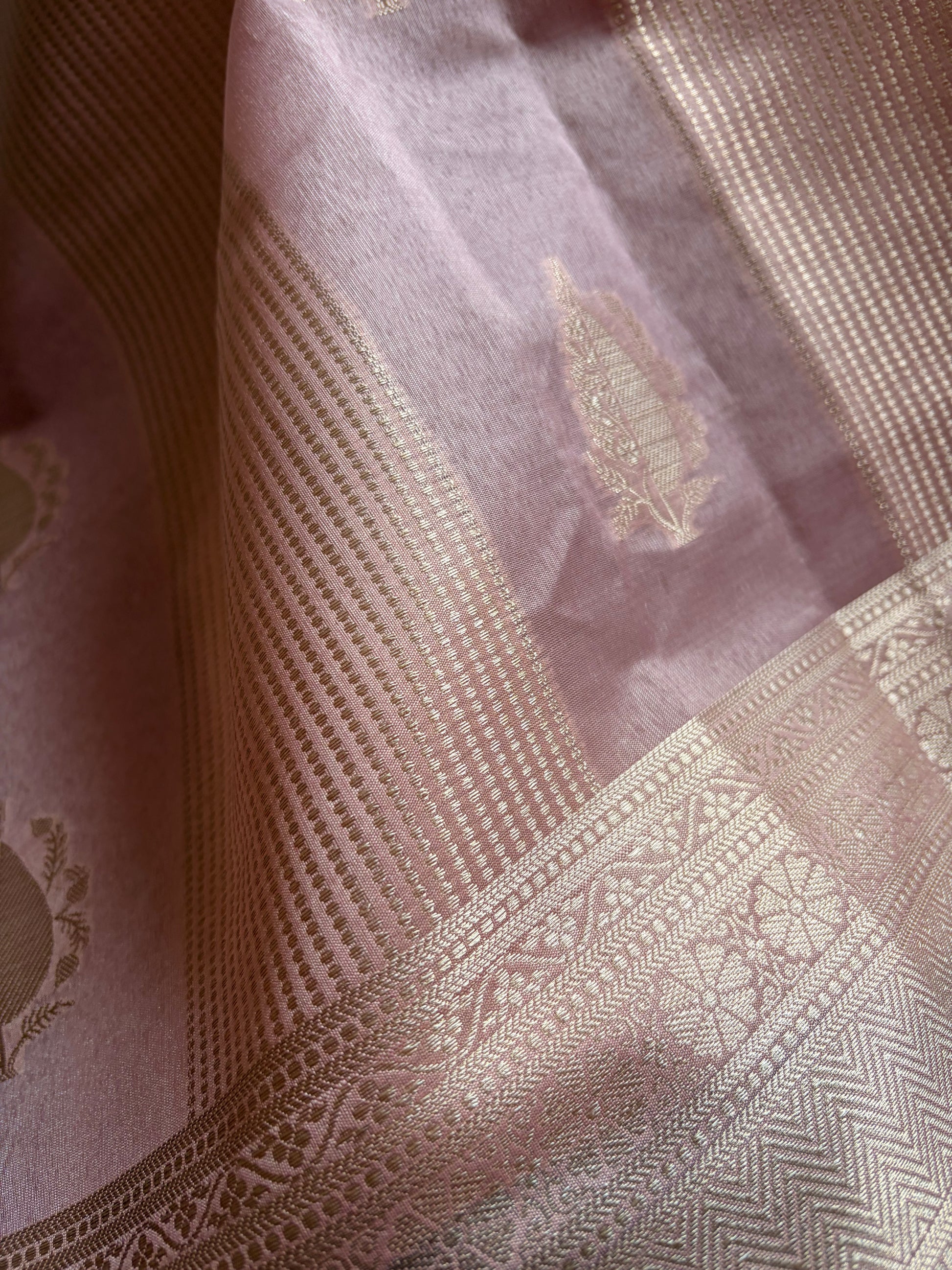Soft Blush Pink Katan Silk Banarasi Saree — Handwoven in Varanasi