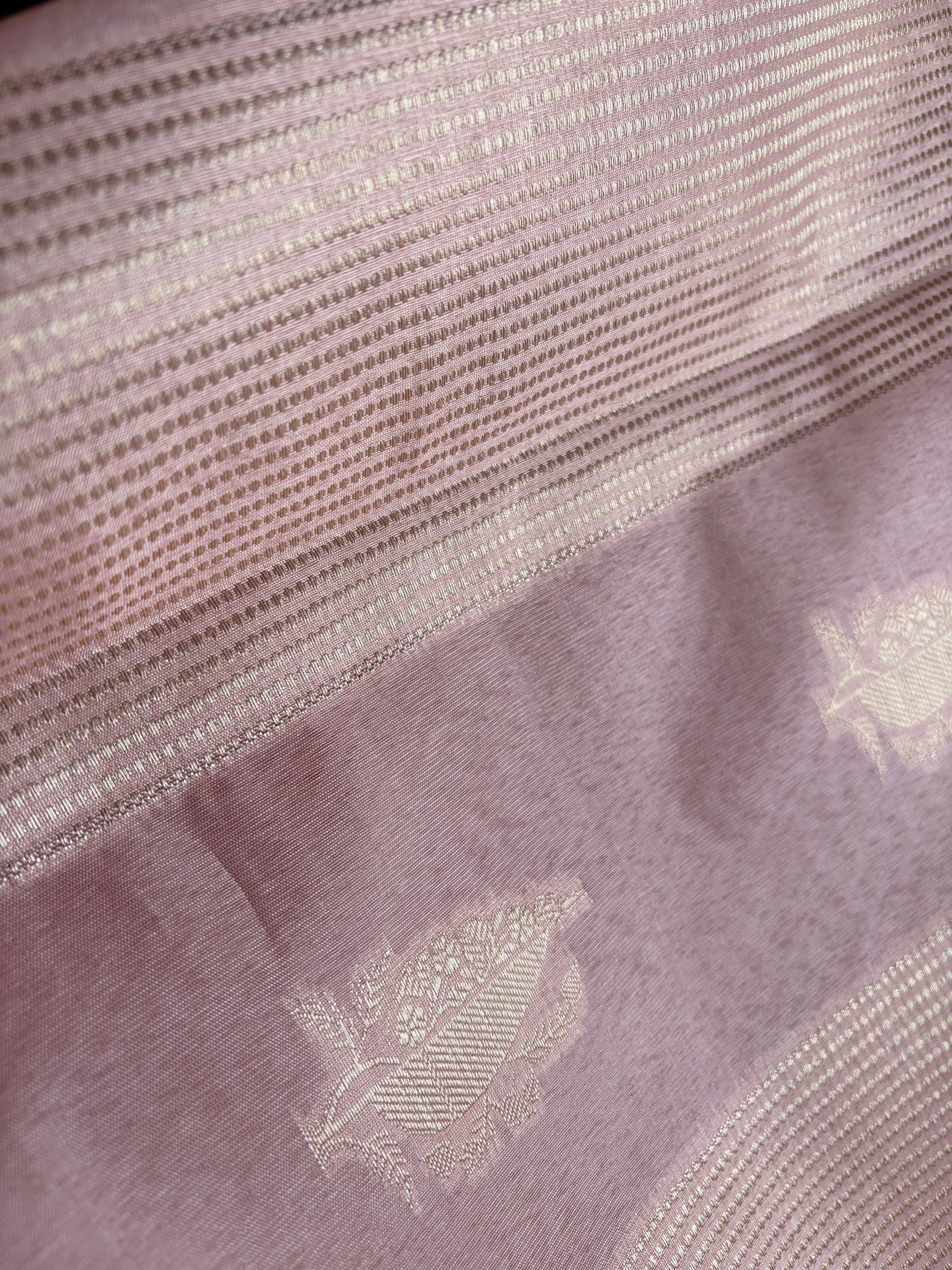 Soft Blush Pink Katan Silk Banarasi Saree — Handwoven in Varanasi