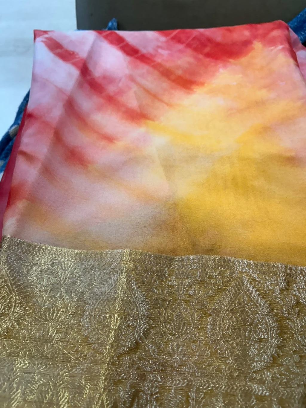 Red and Yellow Lightweight Organza Banarasi Saree - Weave Owl (Copy)