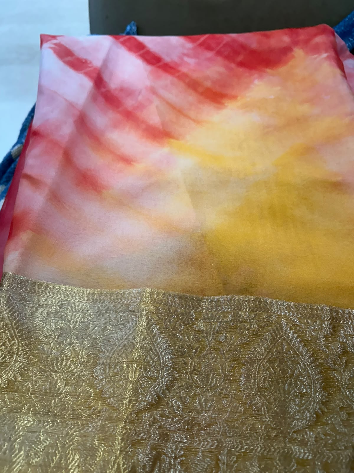 Red and Yellow Lightweight Organza Banarasi Saree - Weave Owl (Copy)