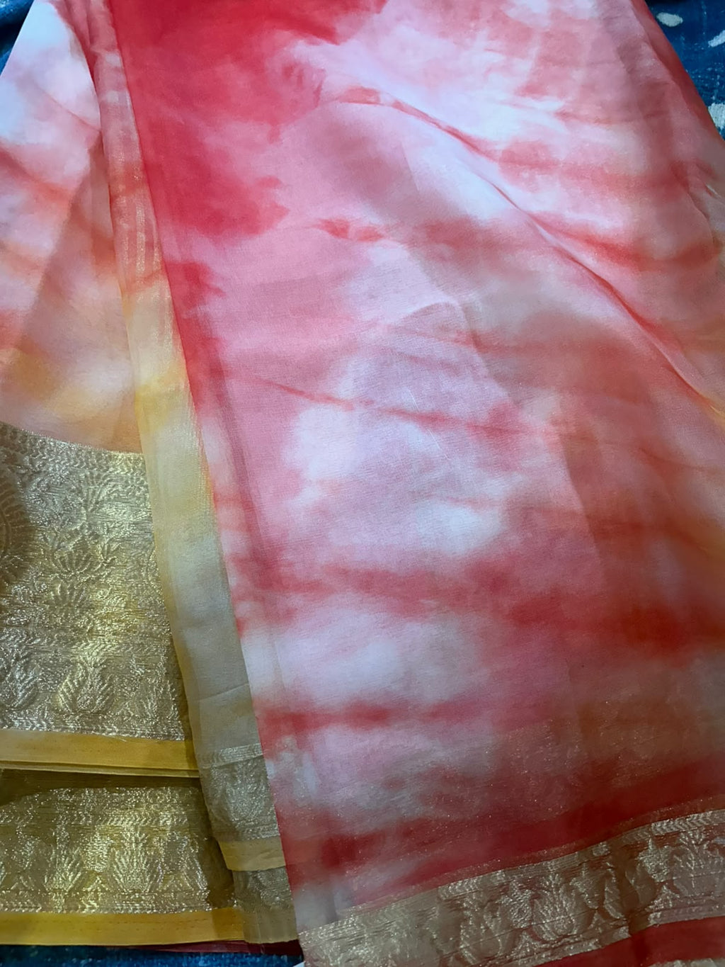 Red and Yellow Lightweight Organza Banarasi Saree - Weave Owl (Copy)