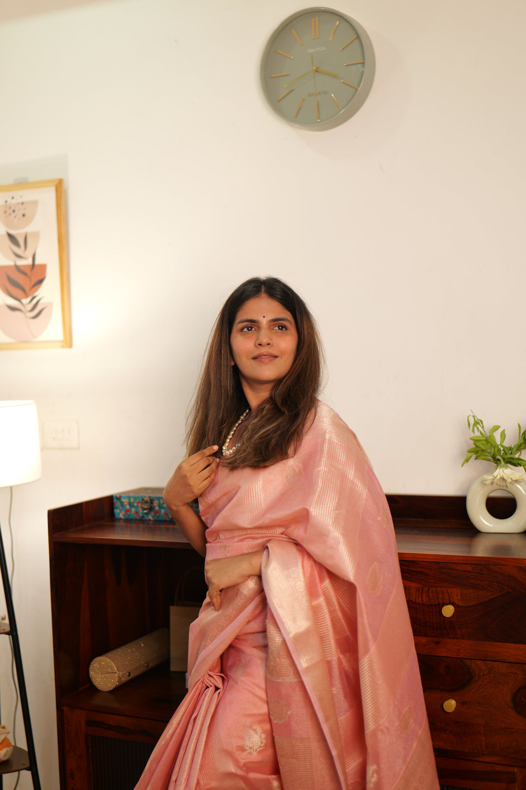 Soft Blush Pink Katan Silk Banarasi Saree — Handwoven in Varanasi