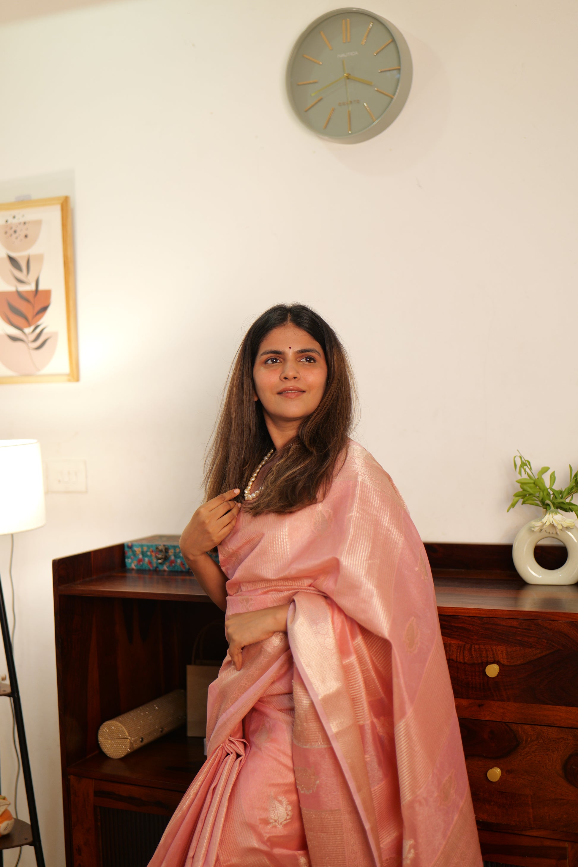 Soft Blush Pink Katan Silk Banarasi Saree — Handwoven in Varanasi