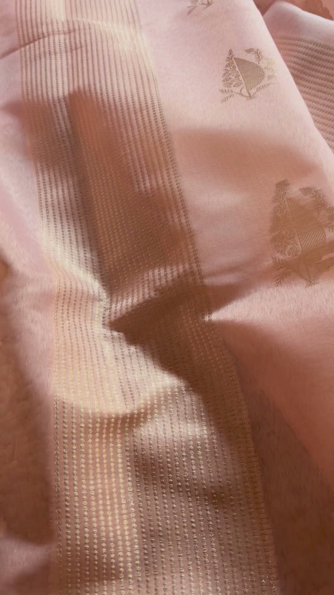 Soft Blush Pink Katan Silk Banarasi Saree — Handwoven in Varanasi